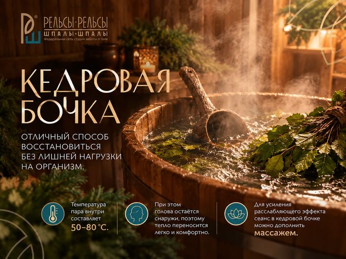 Кедровая бочка + массаж = релакс💛
