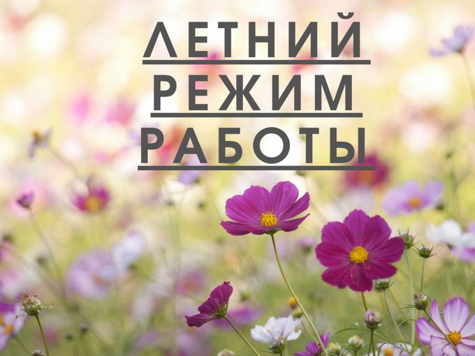 Режим работы в летнее время!