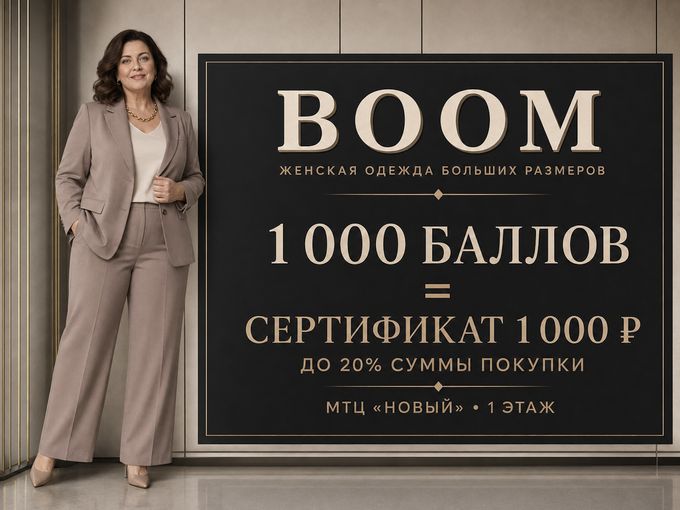 1 000 баллов = сертификат BOOM на 1 000