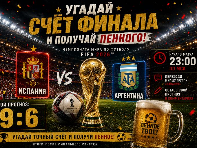 Угадайте точный счёт и выиграйте пенное!