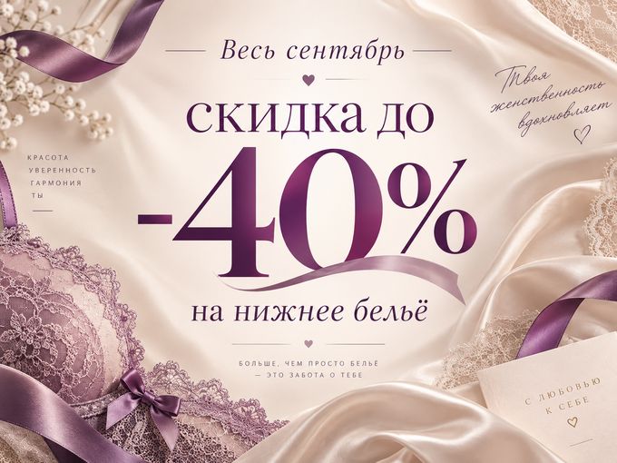 Весь сентябрь — скидки до 40% на нижнее