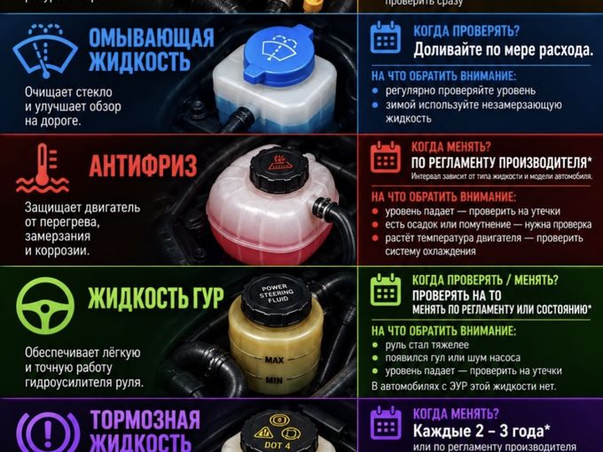 Какие жидкости когда менять? 🩸💧🚘