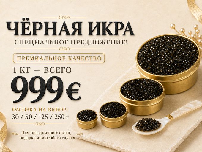⚡Акция⚡ЧЕРНАЯ ИКРА 1 кг 👉999€