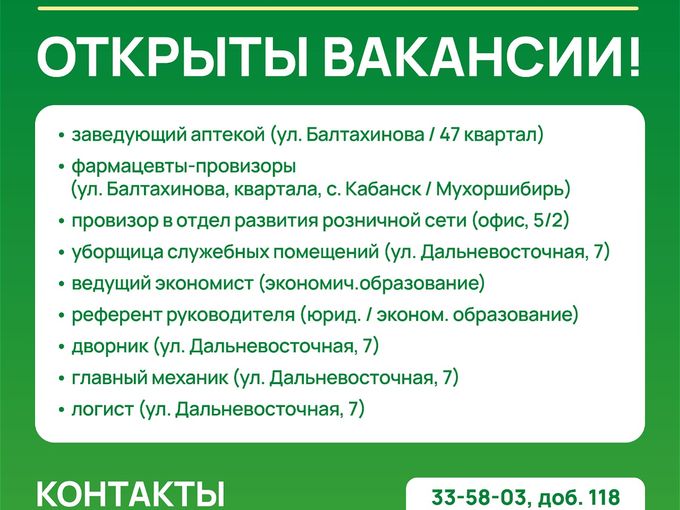 Открытые вакансии