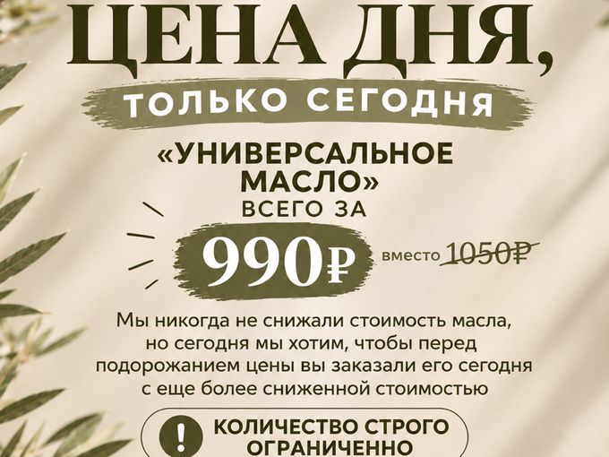 УНИВЕРСАЛЬНОЕ МАСЛО ВСЕГО ЗА  990₽