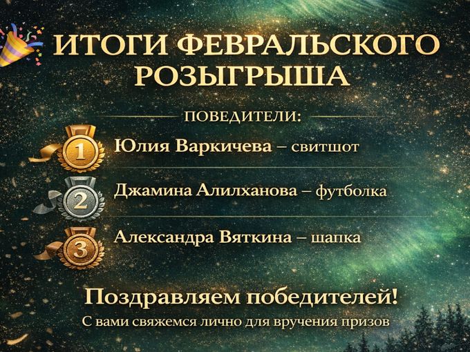🎉 ИТОГИ ФЕВРАЛЬСКОГО РОЗЫГРЫША 🎉