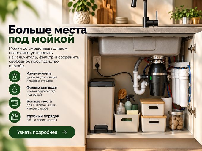 Больше места под мойкой на кухне