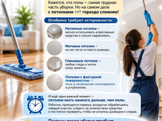 Полы или потолки — что сложнее мыть?