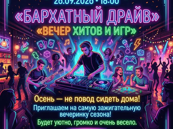 Бархатный драйв: вечер хитов и игр