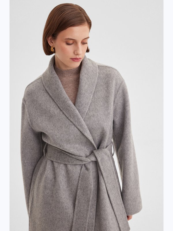 Пальто с воротником шалька double coat