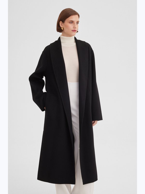 Пальто с воротником шалька double coat