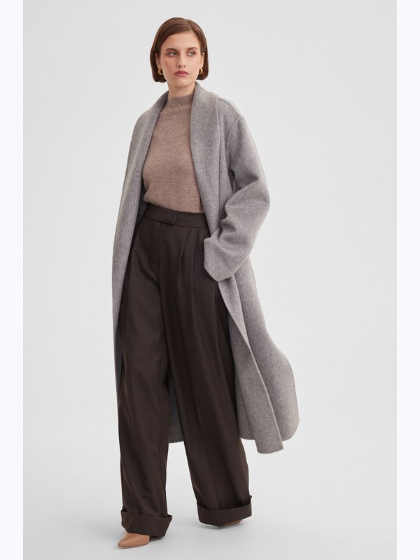 Пальто с воротником шалька double coat