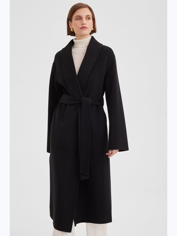 Пальто с воротником шалька double coat