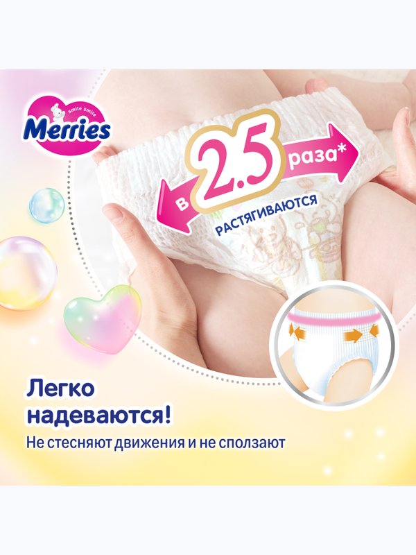 MEGA Трусики Merries размер M 6-11 кг 62 шт Q-форма