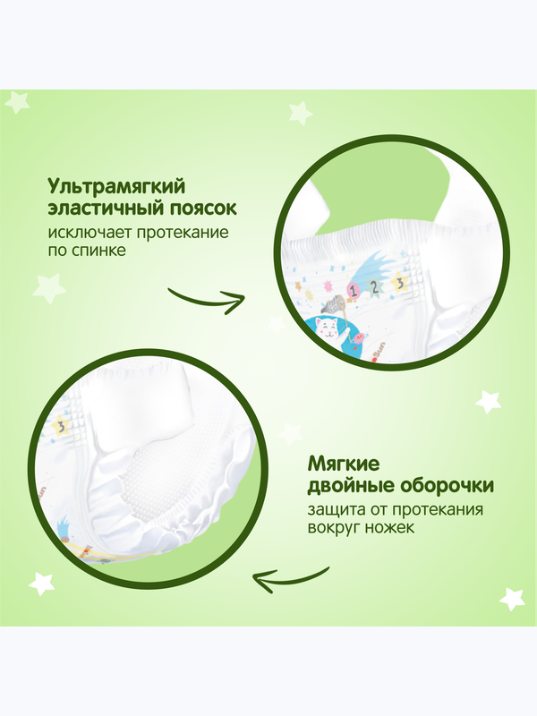 Подгузники YOKOSUN Premium размер М 5-10 кг 62 шт