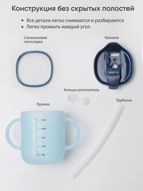 Кружка-непроливайка 3 в 1 250 мл navy Paomma (6мес+)