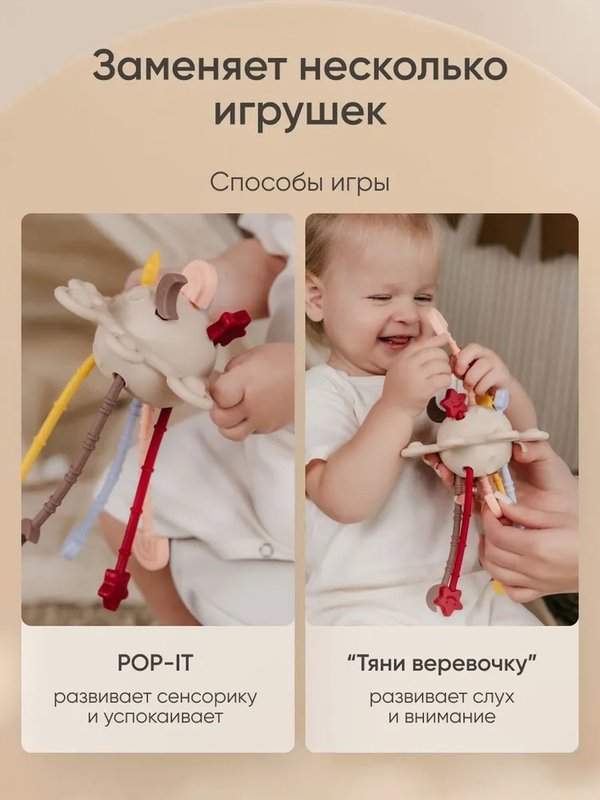 Прорезыватель-погремушка 4 в 1 Солнце Multicolor Paomma (6мес+)