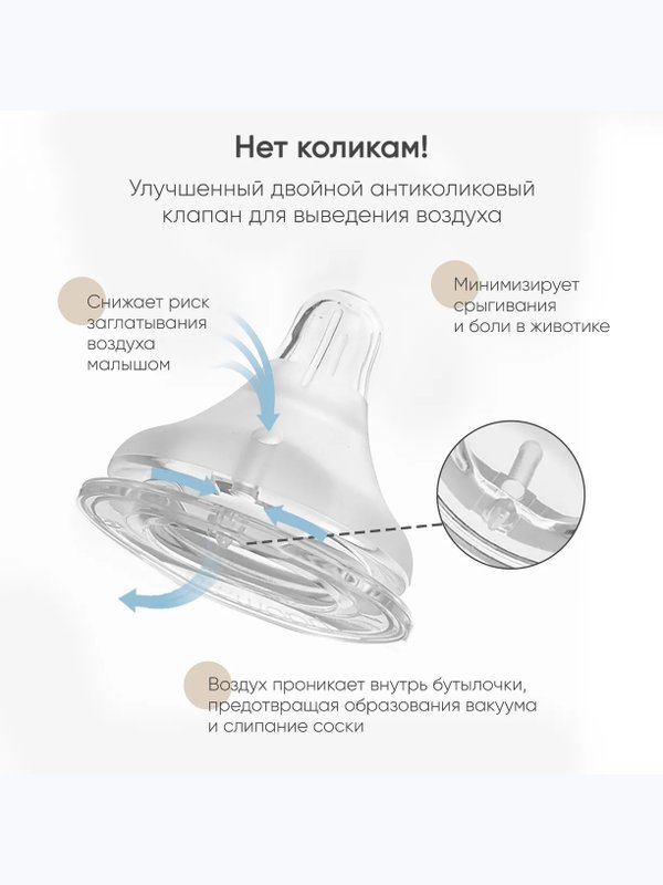 Бутылочка стеклянная zephyr 240 мл Paomma (3мес+)