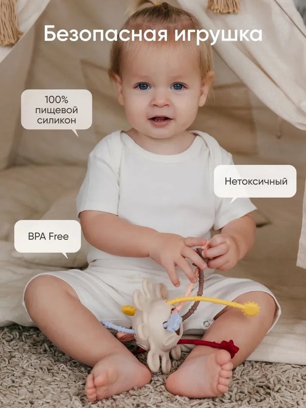 Прорезыватель-погремушка 4 в 1 Солнце Multicolor Paomma (6мес+)