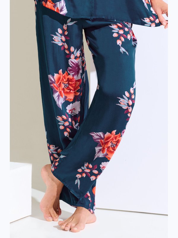 Піжама Сорочка/Брюки LISCA AMARYLLIS 23447/23449// 40,  Космічний синій_квіти