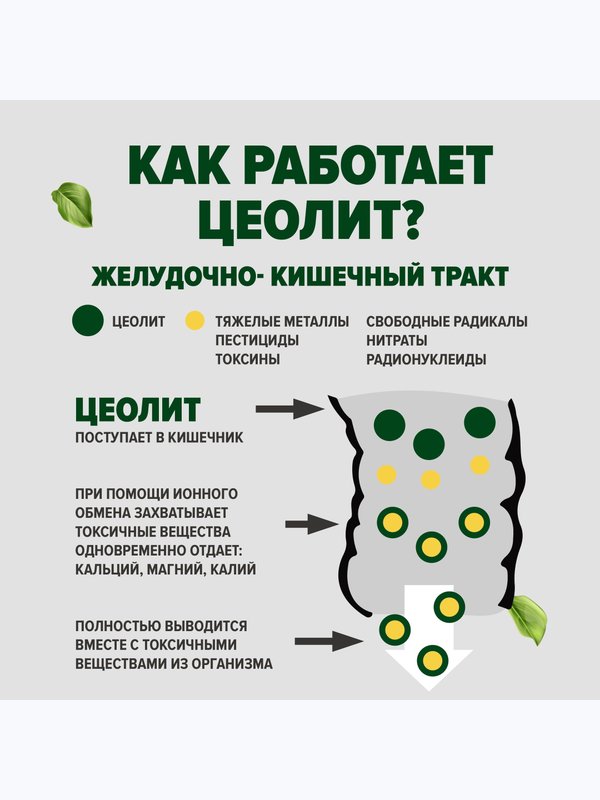 Цеолит пищевой 200 грамм в упаковке, профилактический курс (1 месяц)
