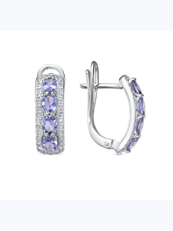 Золотые серьги Vesna jewelry 22789-251-141-00 c бриллиантами и танзанитами