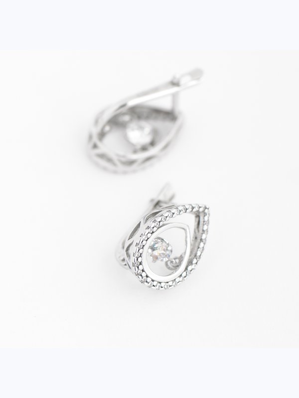 Серьги серебряные 2125245/9 с танцующими, качающимися фианитами АЛЬФА-КАРАТ