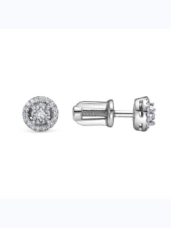 Золотые серьги-пусеты с бриллиантами 42058-259-46-00 Vesna jewelry