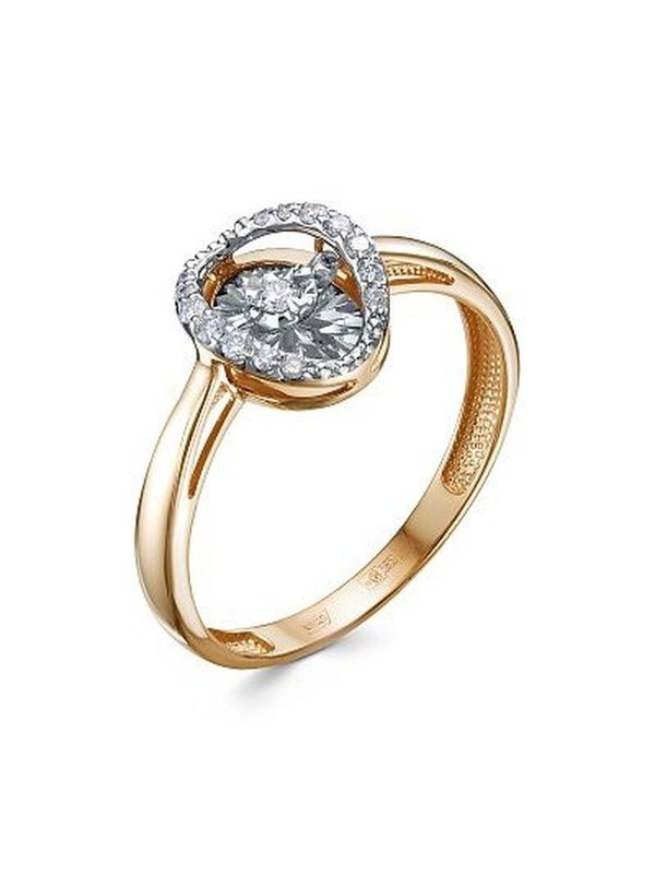 Золотое кольцо 01-00862-05-001-01-01/17,5 размер ЮК Клондайк Jewellery с танцующим бриллиантом