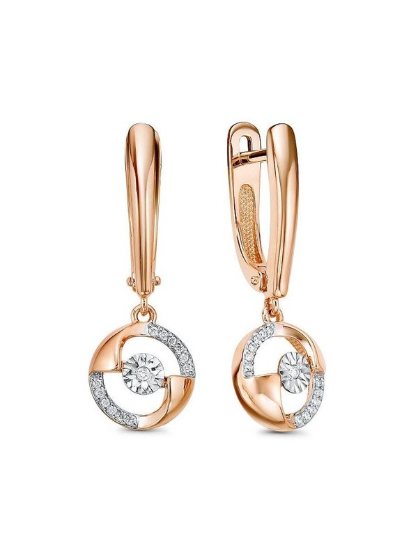 Серьги с бриллиантами, золото 02-00296-05-001-01-01 ЮК KLONDIKE Jewellery