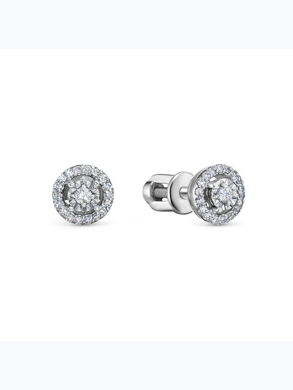 Золотые серьги-пусеты с бриллиантами 42058-259-46-00 Vesna jewelry