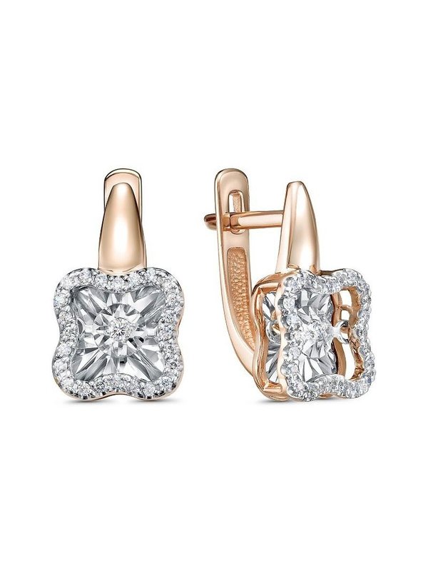 Золотые серьги с танцующим бриллиантом ЮК KLONDIKE Jewellery