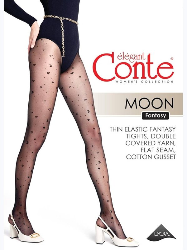 Conte Moon 30 DEN (с рисунком сердечки, полумесяц, звездочки)