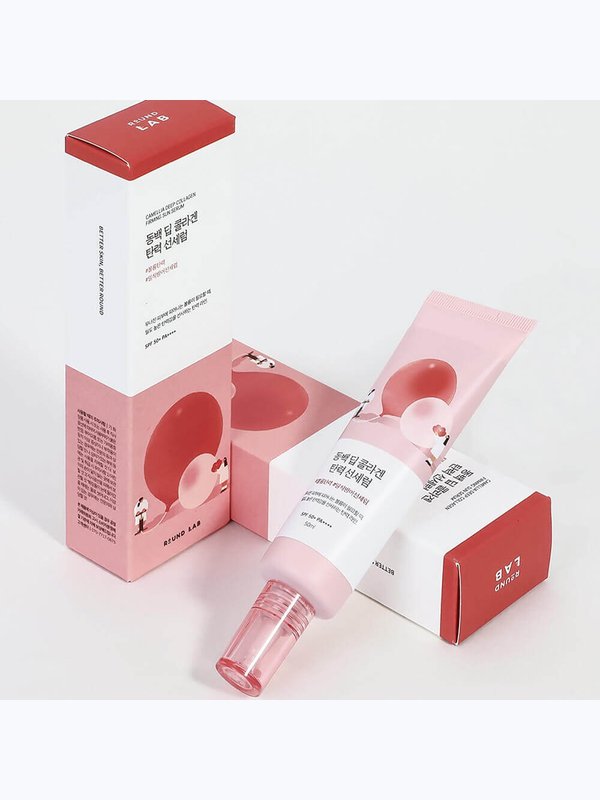 Солнцезащитная сыворотка с коллагеном и экстрактом камелии Round Lab