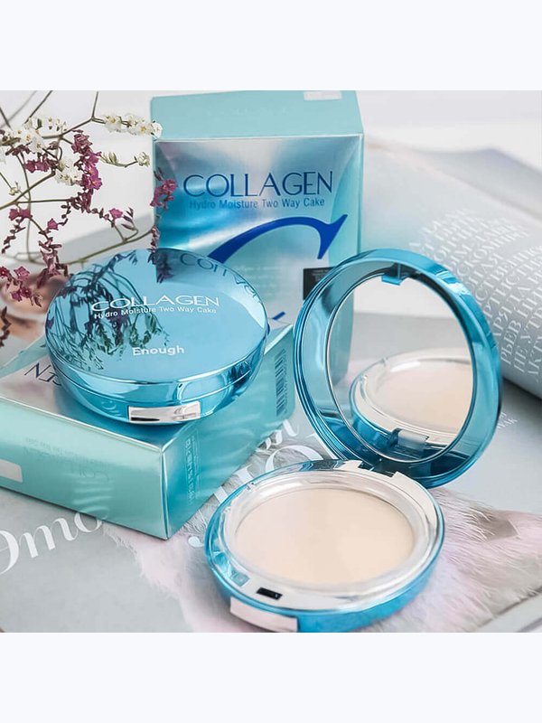 Увлажняющая пудра со сменным блоком Enough Collagen Hydro Moisture Two Way Cake SPF25 PA++ Тон 21