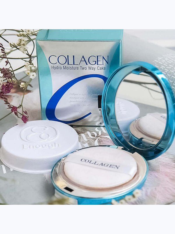 Увлажняющая пудра со сменным блоком Enough Collagen Hydro Moisture Two Way Cake SPF25 PA++ Тон 13