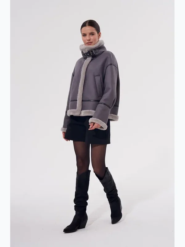 MW Collection Дубленка  искусственный мех 1031-436D-M395  р.50/52