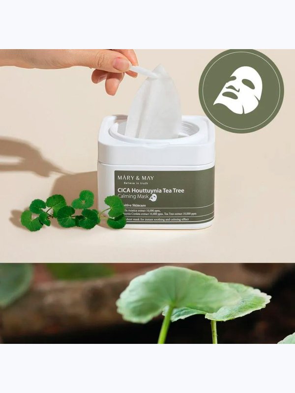 Набор тканевых масок успокаивающих Cica Houttuynia Tea Tree Calming Mask, 30 шт