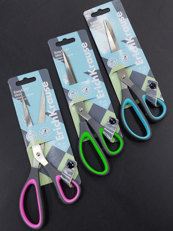 Ножницы EasyCut+ Ergo 19 см, эргономичные ручки Эрих Краузе кк 6744