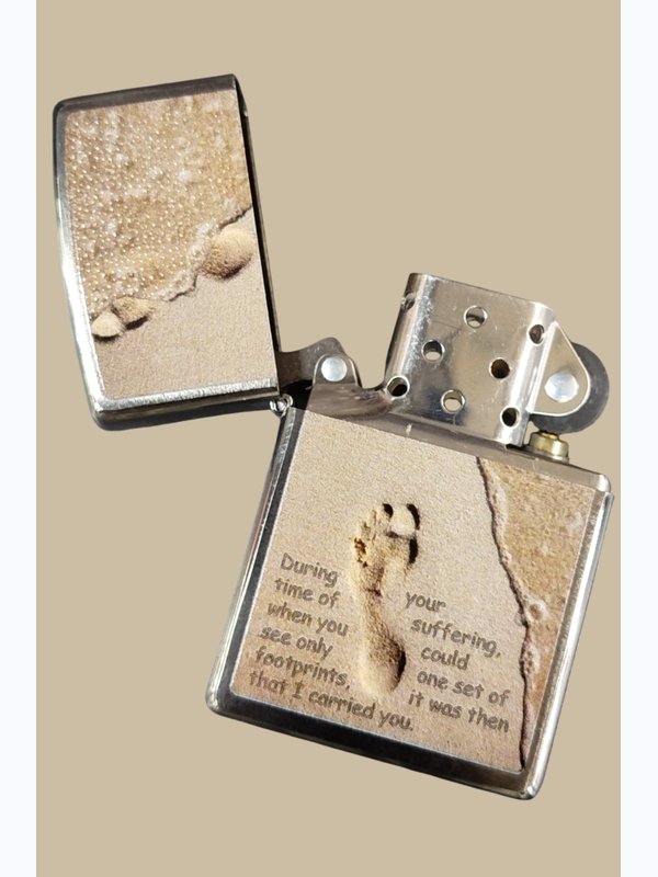 Зажигалка Zippo Отпечаток ноги на песке, Металлический абстракт, Ковбойская пара
