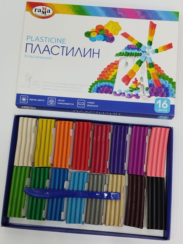 Пластилин Классический 16цв со стеком ГАММА кк 5352