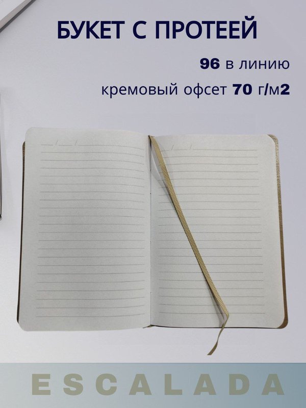 Записная книжка ESCALADA, А6, 96л в линию,1 ляссе, материал обложки: экокожа кк 51141