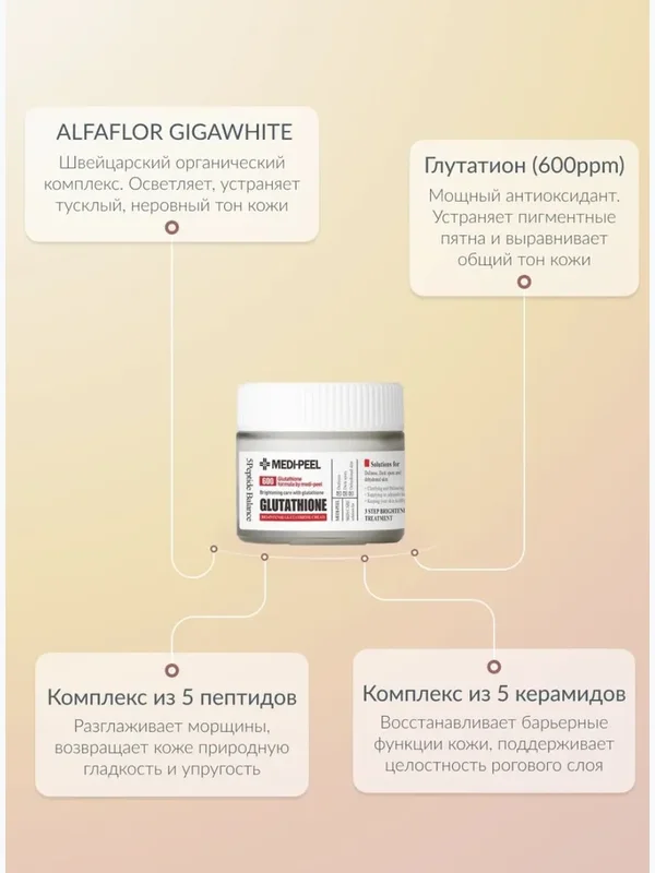 Осветляющий крем с глутатионом MEDIPEEL⁺ Bio-Intense Glutathione White Cream (50g)