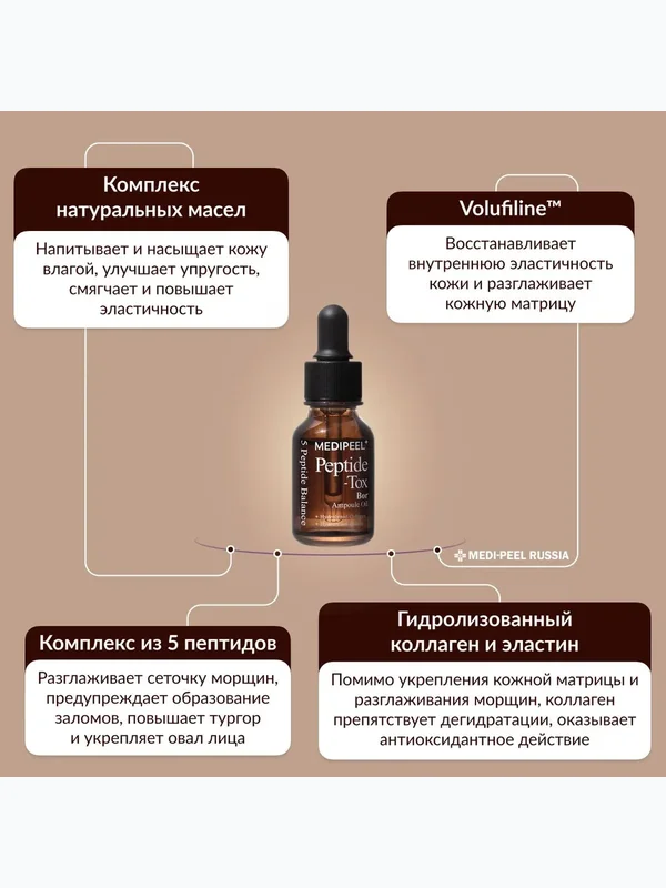Питательное лифтинг-масло с пептидным комплексом MEDIPEEL Peptide-Tox Bor Ampoule Oil, 15мл