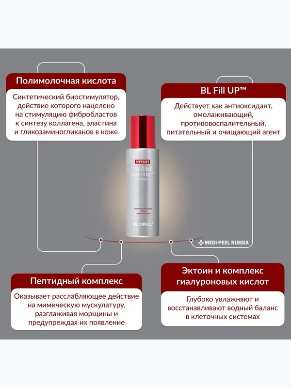 Пептидный тонер-бустер с матриксилом MEDIPEEL Peptide 9 Volume Bio Tox Toner Pro, 250мл