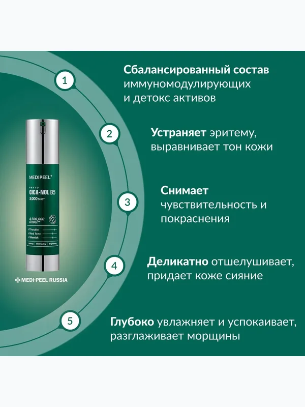 Мягкая пилинг-сыворотка со спикулами и центеллой MEDIPEEL Phyto Cica-Nol B5 3000 Shot Serum, 50мл