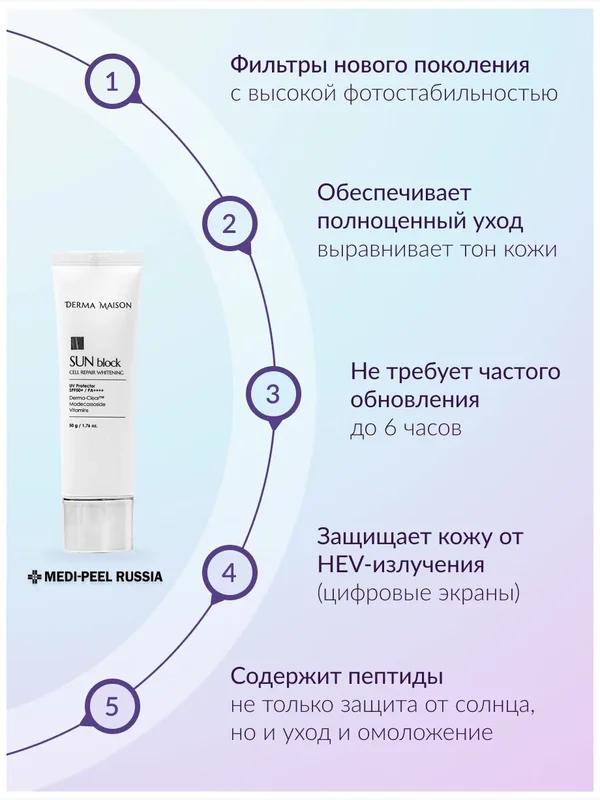 Осветляющий солнцезащитный крем Medi-Peel Derma Maison Sun Block Cell Repair Whitening SPF50+(50g)
