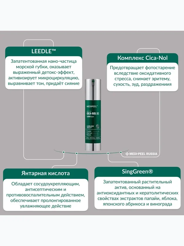 Мягкая пилинг-сыворотка со спикулами и центеллой MEDIPEEL Phyto Cica-Nol B5 3000 Shot Serum, 50мл