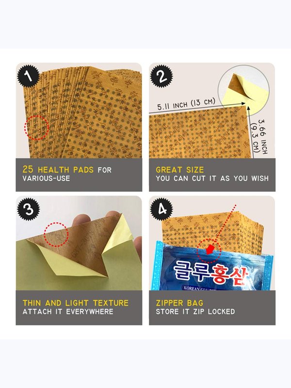 Корейский пластырь с красным женьшенем Korean Glu Red Ginseng Pad, 20 шт.