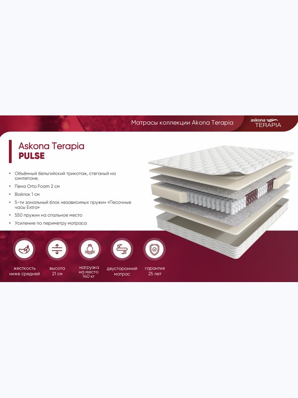 Матрас ASKONA TERAPIA NEW Pulse (жесткость средняя)